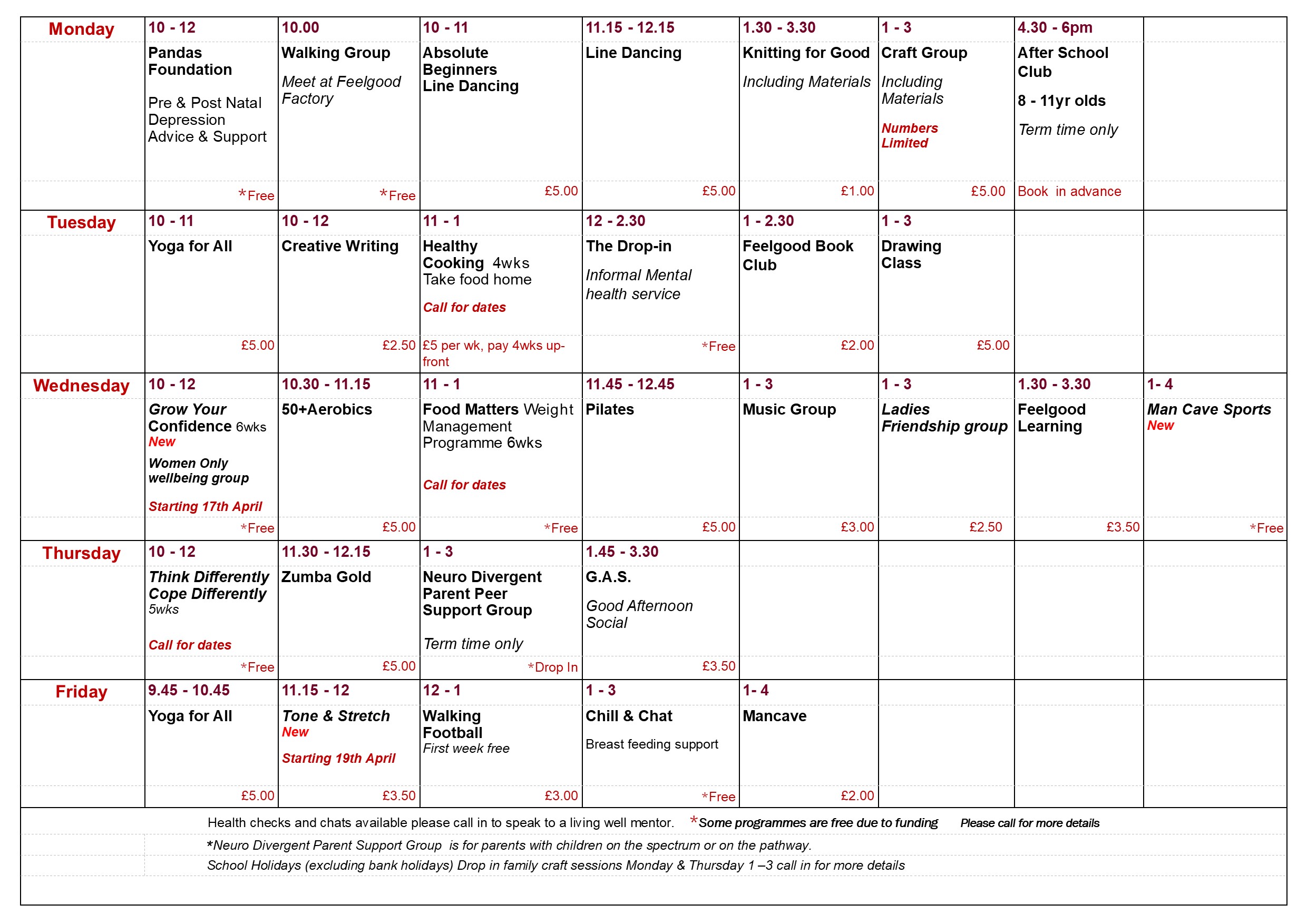 Time Table April to June 24 email